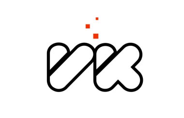 Vk V K siyah beyaz kırmızı alfabe harf kombinasyonu logo simgesi des