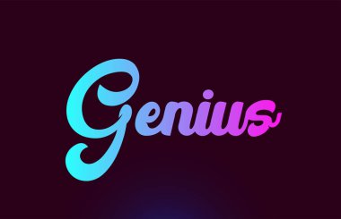 Tipografi için genius pembe kelime metin logosu simge tasarımı