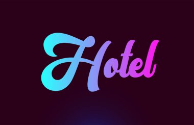 Tipografi için otel pembe kelime metin logo simgesi tasarımı