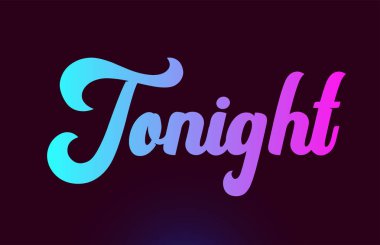 Tipografi için Bu gece pembe kelime metin logosu simge tasarımı