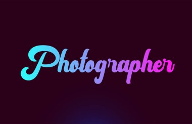 Tipografi için fotoğrafçı pembe kelime metin logosu simge tasarımı