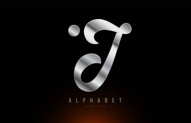 Gümüş gri metalik harf J logo tasarımı