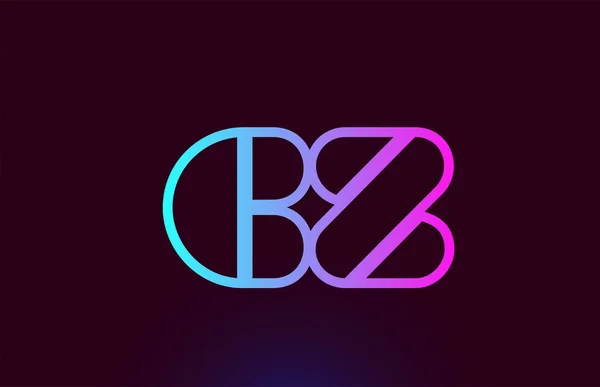 CZ C Z línea rosa alfabeto combinación de letras logotipo icono de diseño — Vector de stock