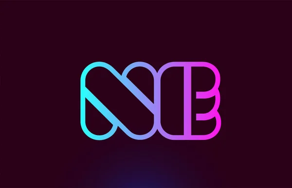 Ne N E 粉红色线条字母字母组合徽标图标设计 — 图库矢量图片