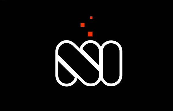 NI N I preto branco alfabeto vermelho letra combinação logotipo ícone des —  Vetores de Stock