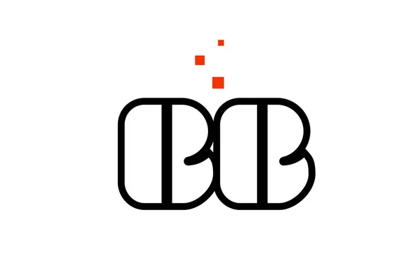 BB B B svart vit röd alfabetet bokstavskombination logotyp ikon de — Stock vektor