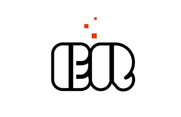 ER E R μαύρο λευκό κόκκινο αλφάβητο γράμμα συνδυασμός λογότυπο εικόνα des — Διανυσματικό Αρχείο