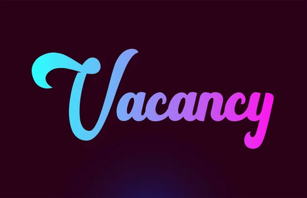 Vacancy różowe słowo tekst logo ikona projekt dla typografii — Wektor stockowy