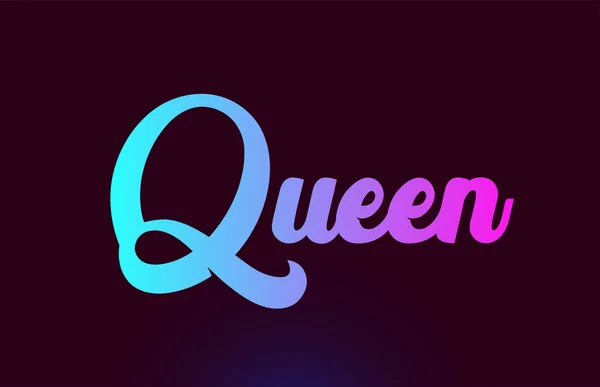 Queen pink word text logo design for typography — стоковый вектор