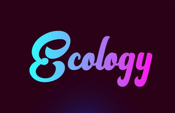 Ecologie roze Word tekst logo pictogram ontwerp voor typografie — Stockvector