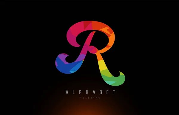 R 알파벳 문자 무지개 색 로고 회사 아이콘 디자인 — 스톡 벡터