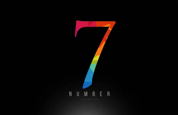 Projeto de ícone da empresa logotipo colorido arco-íris 7 número — Vetor de Stock