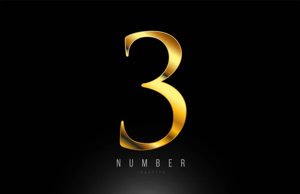 Nummer gouden gouden 3 logo bedrijf pictogram ontwerp — Stockvector