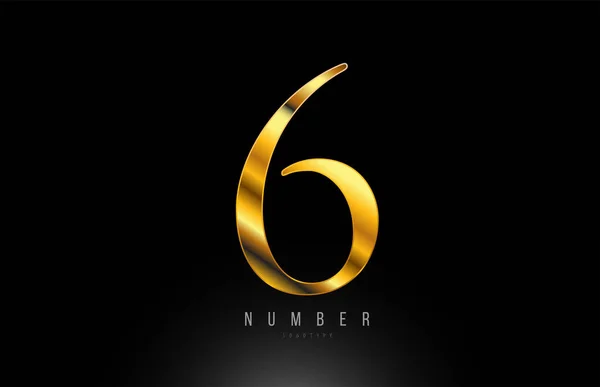 Number gold golden 6 logo company icon design — Stock Vector