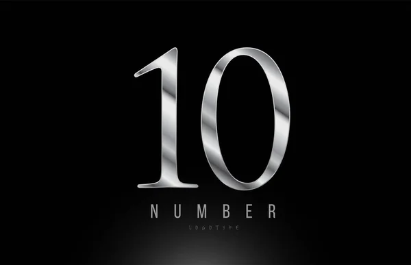 Logo grigio argento metallizzato numero 10 — Vettoriale Stock