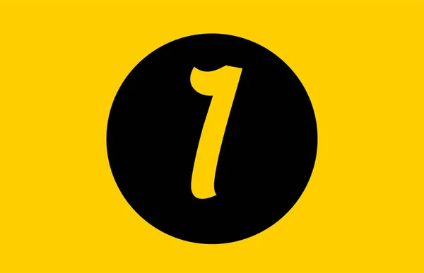 Gelbe Zahl 1 Logo-Symbol-Design mit schwarzem Kreis — Stockvektor