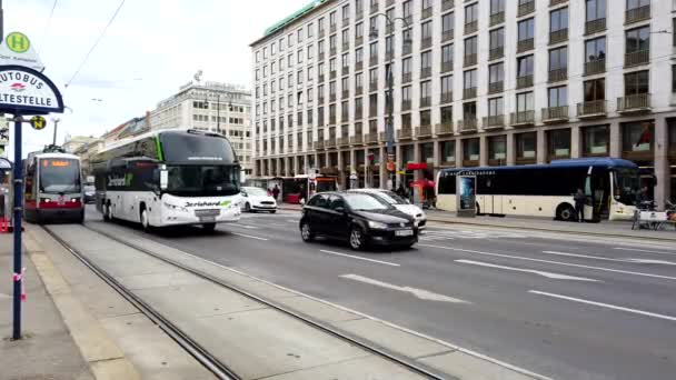 Wien Österreich März 2019 Video Tram Durch Die Straßen Wiens — Stockvideo