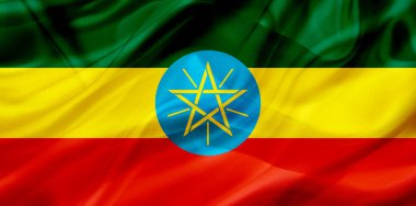 İpek veya ipeksi sallayarak doku Etiyopya ülke bayrağı