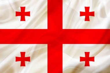 Ipek veya ipeksi sallayarak doku Üzerinde Gürcistan ülke bayrağı