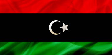 İpek veya ipeksi sallayarak doku Libya ülke bayrağı