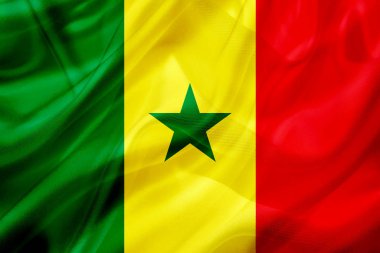 Ipek veya ipeksi sallayarak doku Senegal ülke bayrağı