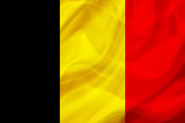 Bandera de Bélgica sobre seda o seda ondeando textura —  Fotos de Stock
