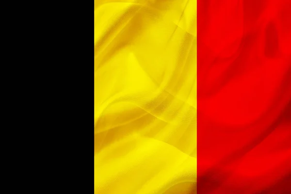 Belgische Flagge auf Seide oder seidig wehendem Gewebe — Stockfoto