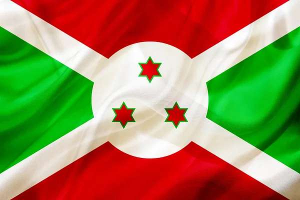 Bandera del país de Burundi sobre seda o textura ondulada sedosa — Foto de Stock