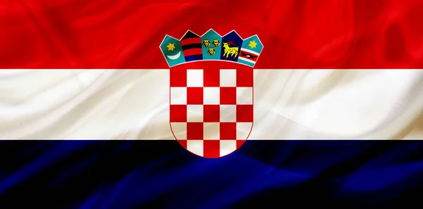 克罗地亚国旗在丝绸或丝质挥舞纹理 — 图库照片