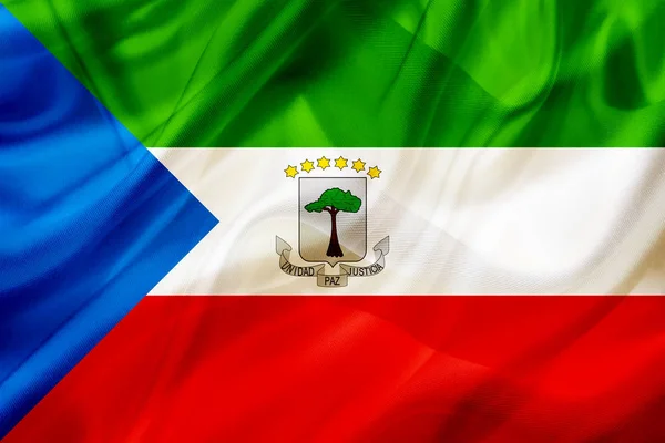 Equatorial Guinea country flag on silk or silky waving texture