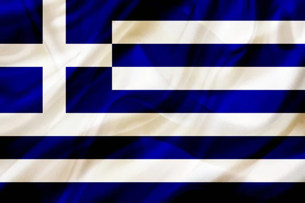 Yunanistan ülke bayrağı ipek veya ipeksi sallayarak doku — Stok fotoğraf