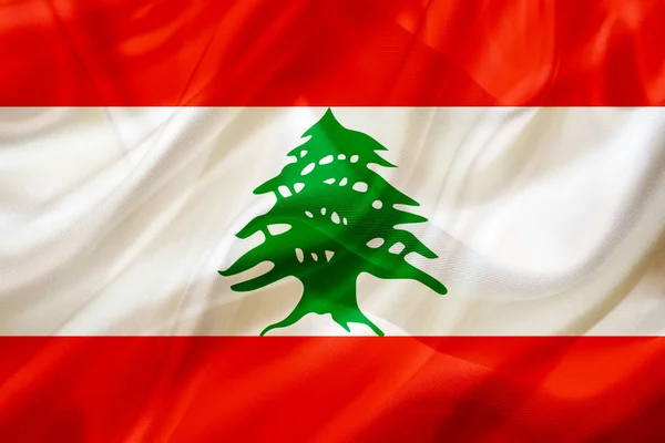 Líbano bandeira do país em seda ou textura acenando sedoso — Fotografia de Stock