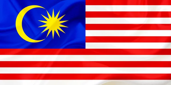 Bendera negara Malaysia pada sutra atau tekstur melambai sutera — Stok Foto