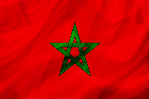 Bendera negara Maroko pada sutra atau tekstur melambai sutera — Stok Foto