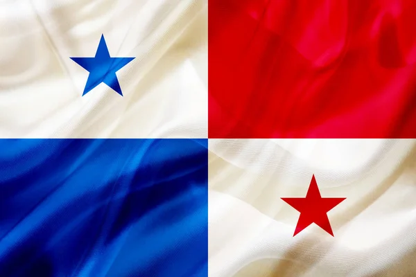 Vlajka státu Panama na hedvábí nebo hedvábná mávající textura — Stock fotografie