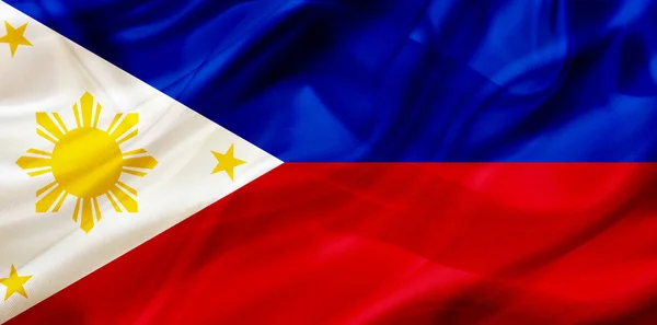Bandeira do país das Filipinas em seda ou textura ondulada sedosa — Fotografia de Stock