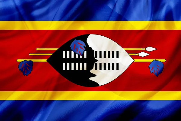 Swaziland land vlag op zijde of zijdeachtige wuivende textuur — Stockfoto