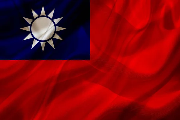 Taiwan land flagga på siden eller silkeslen viftande textur — Stockfoto