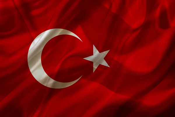 İpek veya ipeksi sallayarak doku üzerinde Türkiye ülke bayrağı — Stok fotoğraf