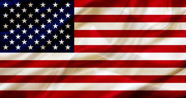 Estados Unidos La bandera de los Estados Unidos en seda o seda ondeando textur —  Fotos de Stock