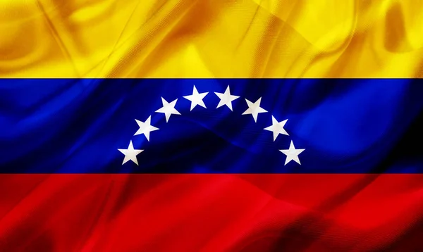 Venezuela country flag on silk or silky waving texture — Stock Photo, Image