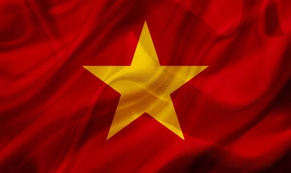 Drapeau du Vietnam sur soie ou texture ondulée soyeuse — Photo