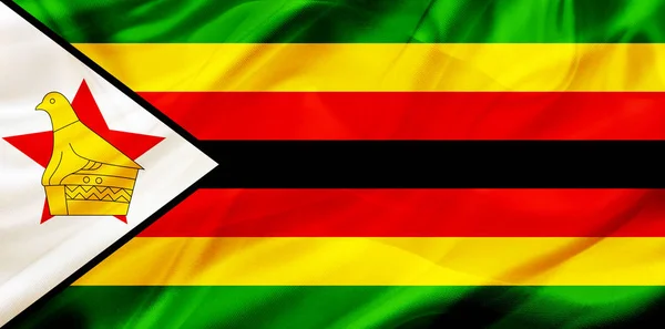 Bandiera dello Zimbabwe su seta o tessitura ondulata setosa — Foto Stock