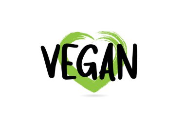 yeşil aşk kalp şekli simgesi ile vegan metin kelime