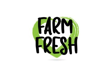 yeşil aşk kalp şekli simgesi ile çiftlik taze metin kelime