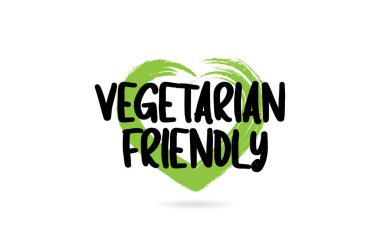 yeşil aşk kalp şekli simgesi ile vejetaryen dostu metin kelime