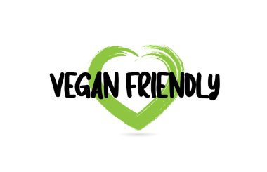 yeşil aşk kalp şekli simgesi ile vegan dostu metin kelime