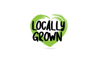 yeşil aşk kalp şekli simgesi ile yerel olarak yetiştirilen metin kelime