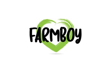 yeşil aşk kalp şekli simgesi ile farmboy metin kelime