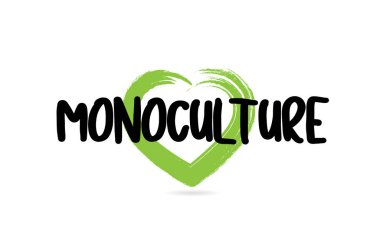 yeşil aşk kalp şekli simgesi ile monokültür metin kelime